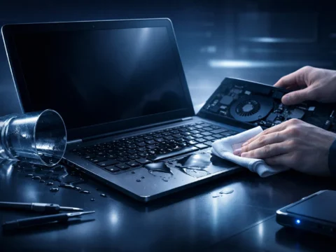 Naprawa po zalaniu laptopa Lublin – co zrobić tuż po wypadku